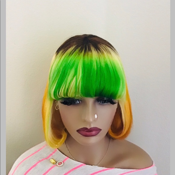 Multiple Messy Yannick Color Straight Short Bob 150% Density Human Wig - Picture 5 of 7